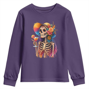 Funny Summer Sugar Skull Cocktail Lover Youth Sweatshirt TS12 Purple Print Your Wear