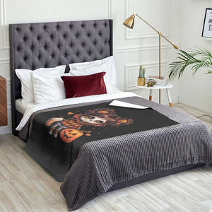 Halloween Autumn Spooky Fall Gift Throw Blanket Cute Chibi Skeleton Girl Pumpkin Spice Latte