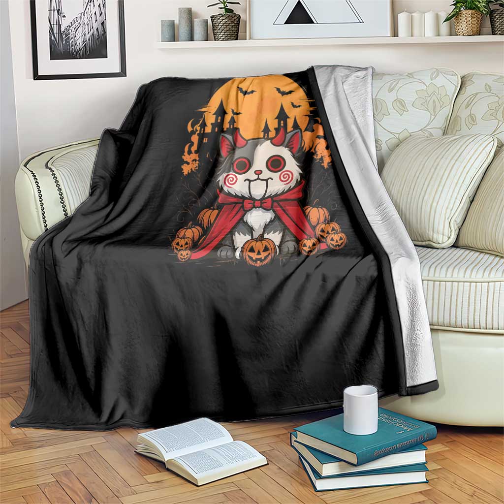 Halloween Cat Throw Blanket Horror Vampire Kawaii Chibi Kitten TS12 Print Your Wear
