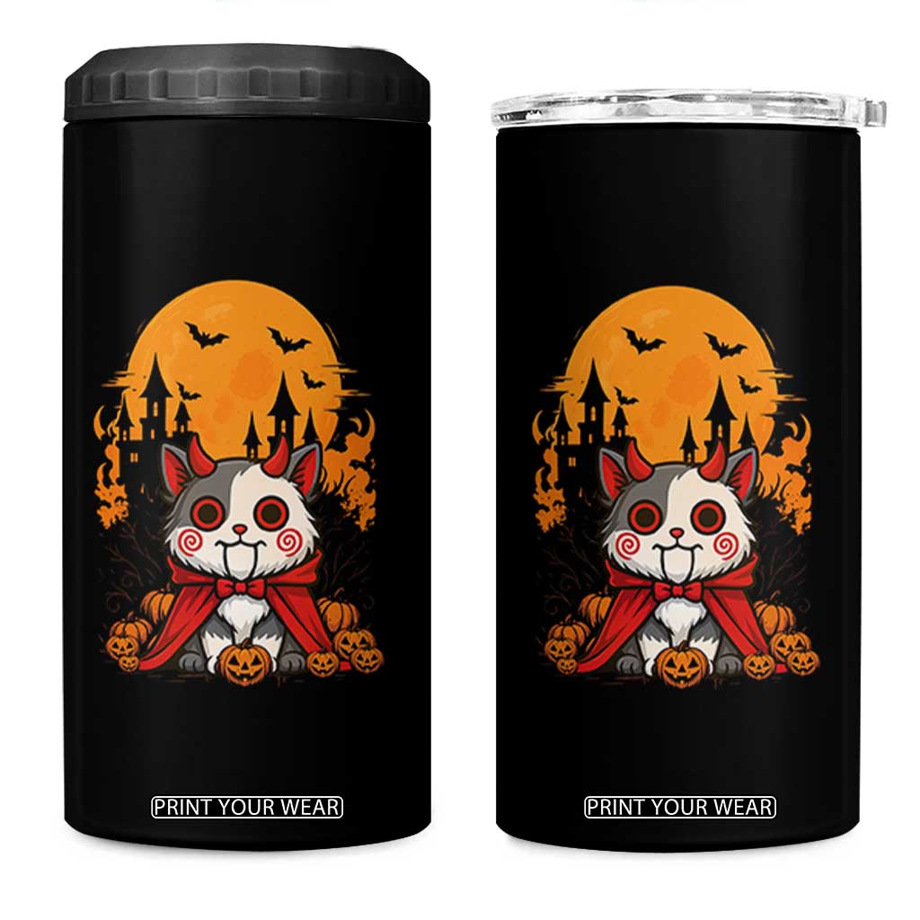 Halloween Cat 4 in 1 Can Cooler Tumbler Horror Vampire Kawaii Chibi Kitten TS12 One Size: 16 oz Black Print Your Wear
