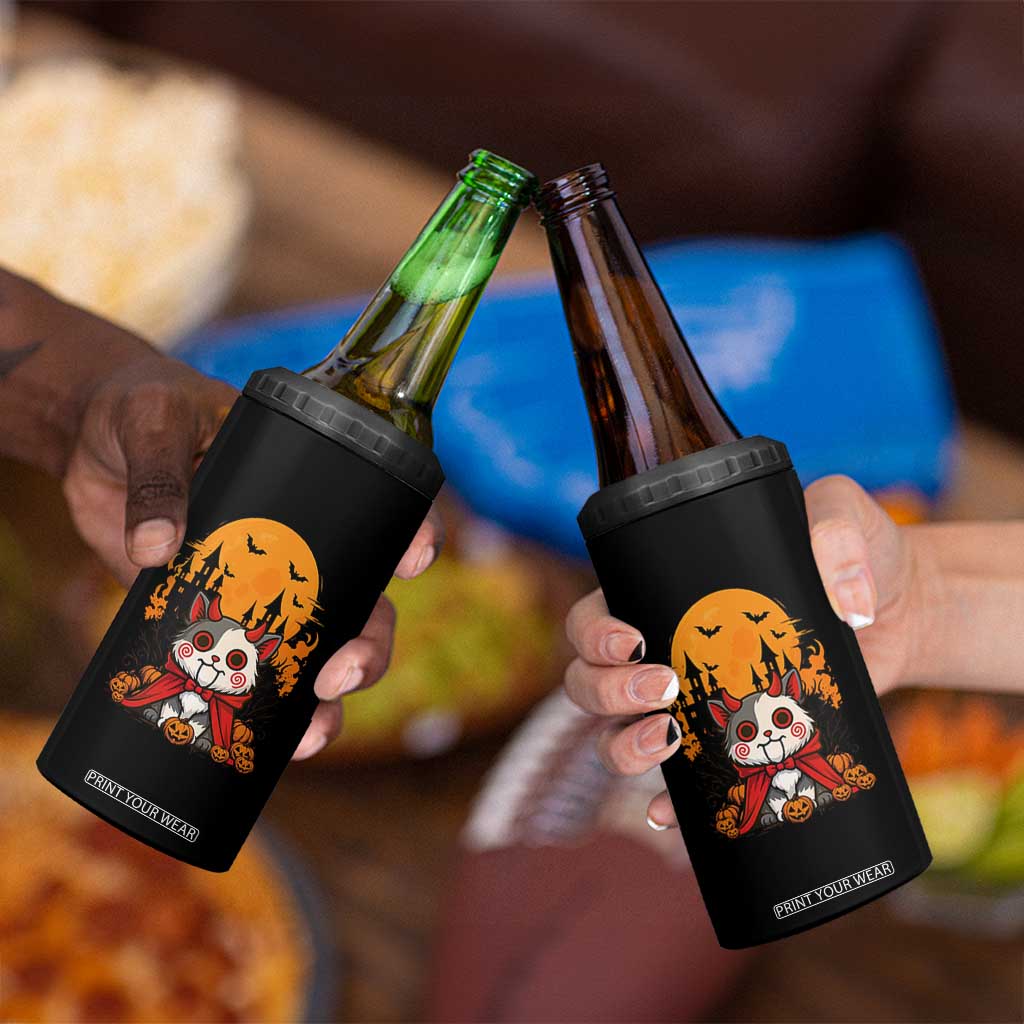 Halloween Cat 4 in 1 Can Cooler Tumbler Horror Vampire Kawaii Chibi Kitten TS12 Print Your Wear
