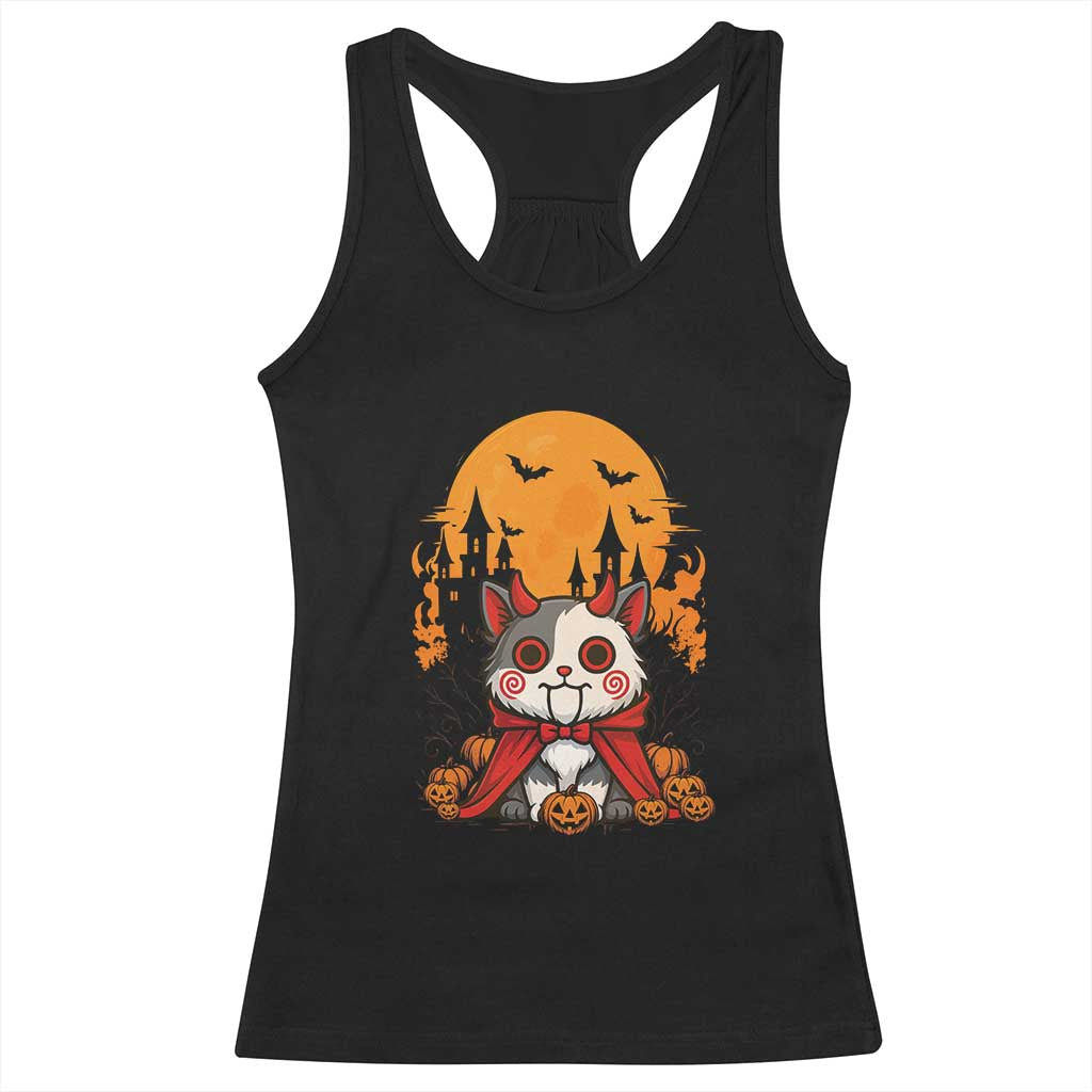 Halloween Cat Racerback Tank Top Horror Vampire Kawaii Chibi Kitten TS12 Black Print Your Wear