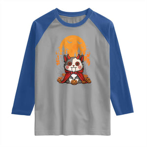 Halloween Cat Raglan Shirt Horror Vampire Kawaii Chibi Kitten TS12 Sport Gray Royal Print Your Wear