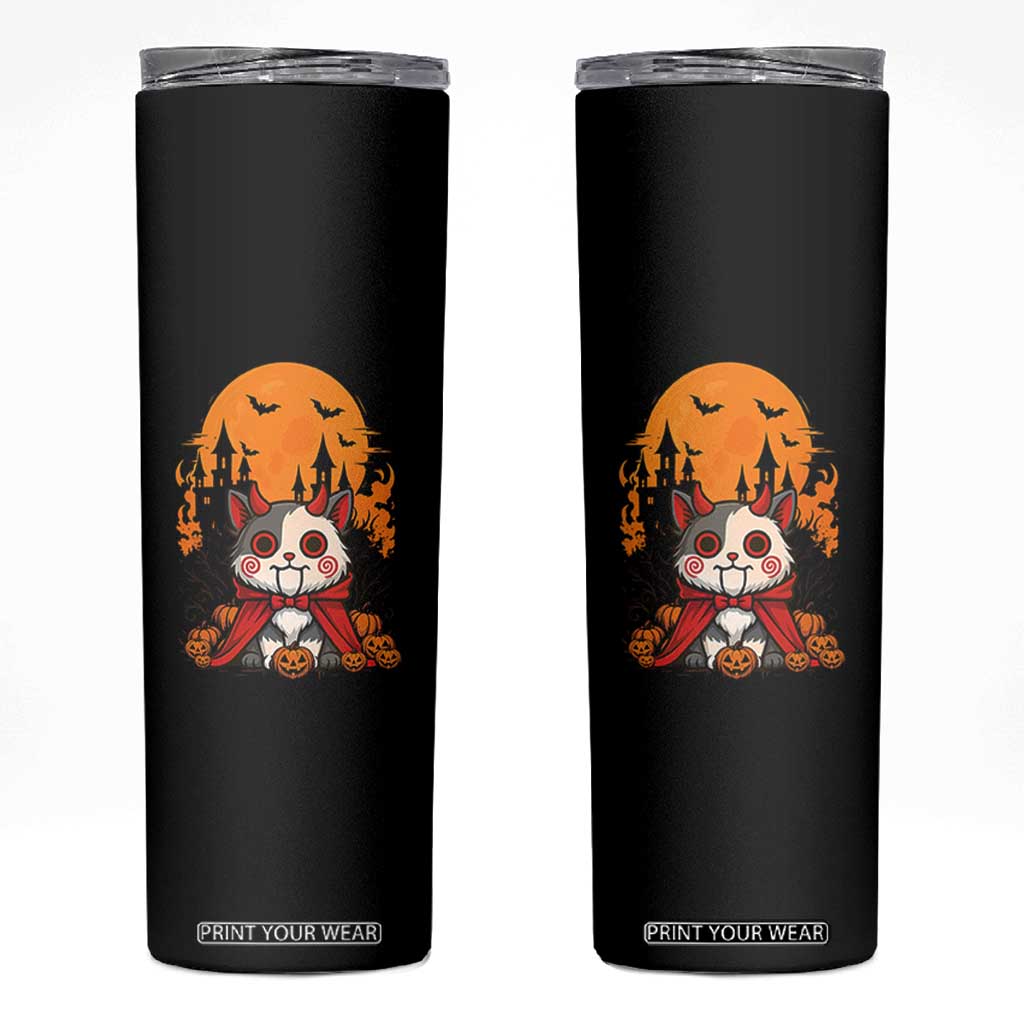 Halloween Cat Skinny Tumbler Horror Vampire Kawaii Chibi Kitten TS12 Black Print Your Wear