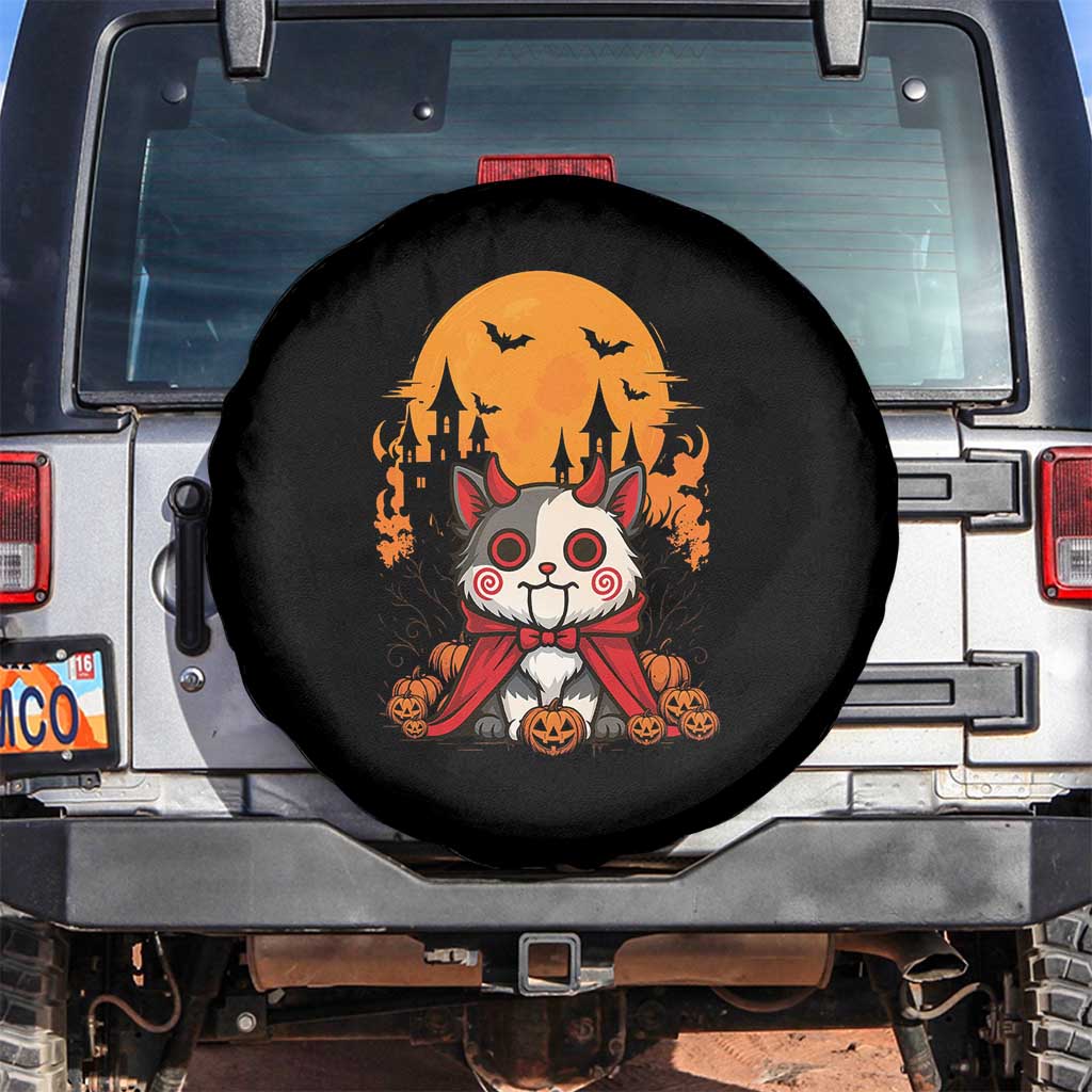 Halloween Cat Spare Tire Cover Horror Vampire Kawaii Chibi Kitten TS12 No hole Black Print Your Wear