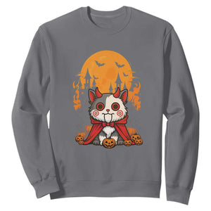 Halloween Cat Sweatshirt Horror Vampire Kawaii Chibi Kitten TS12 Charcoal Print Your Wear