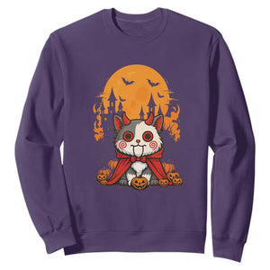 Halloween Cat Sweatshirt Horror Vampire Kawaii Chibi Kitten TS12 Purple Print Your Wear