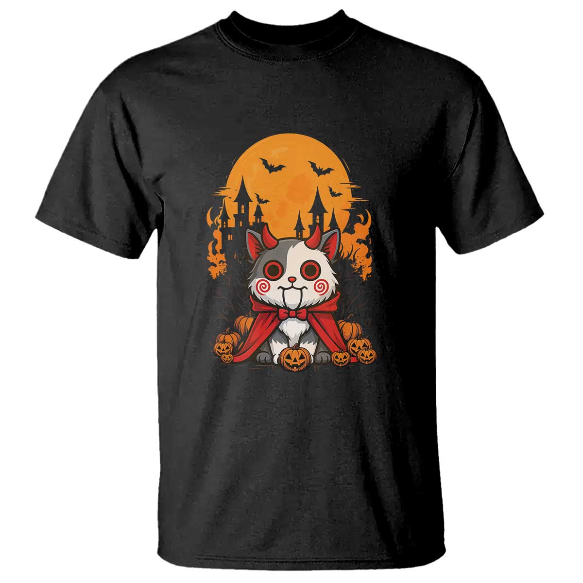 Halloween Cat T Shirt Horror Vampire Kawaii Chibi Kitten TS12 Black Print Your Wear