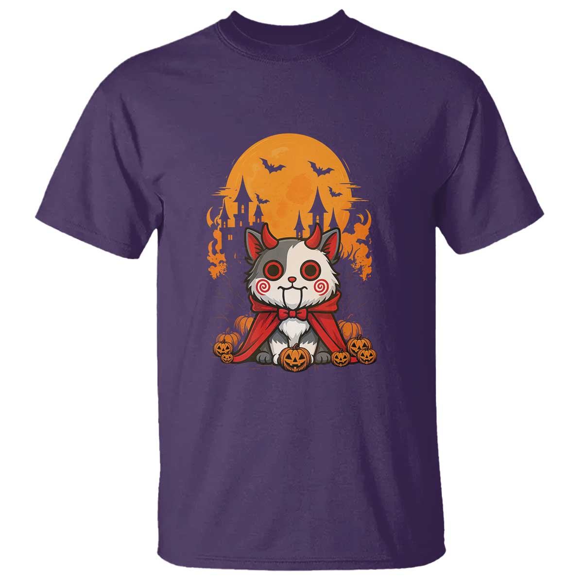 Halloween Cat T Shirt Horror Vampire Kawaii Chibi Kitten TS12 Purple Print Your Wear