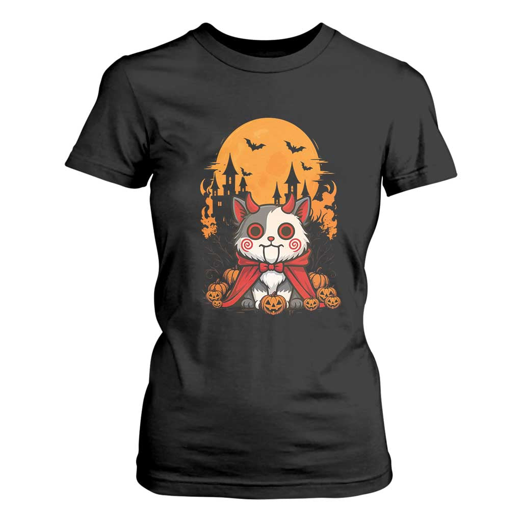 Halloween Cat T Shirt For Women Horror Vampire Kawaii Chibi Kitten TS12 Black Print Your Wear