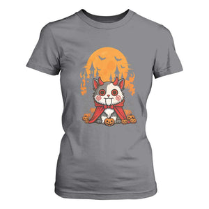 Halloween Cat T Shirt For Women Horror Vampire Kawaii Chibi Kitten TS12 Charcoal Print Your Wear