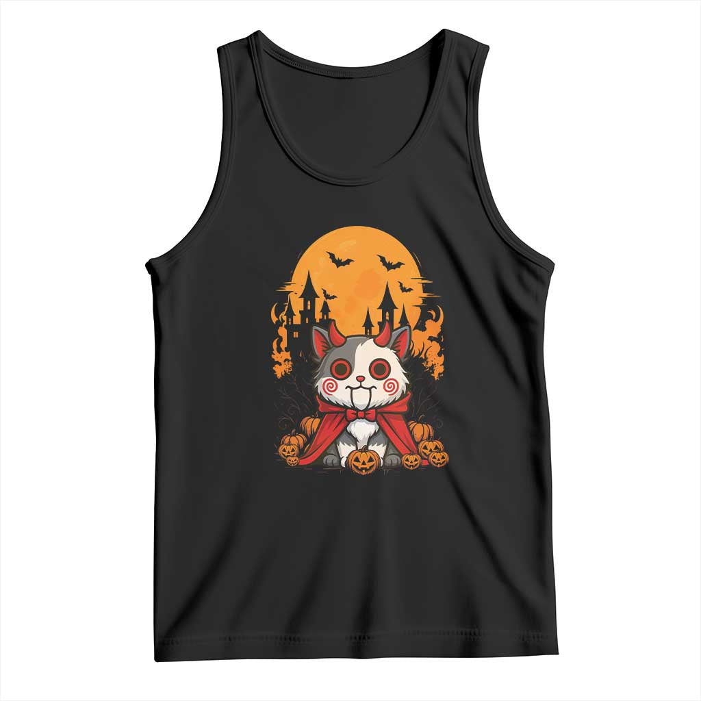 Halloween Cat Tank Top Horror Vampire Kawaii Chibi Kitten TS12 Black Print Your Wear