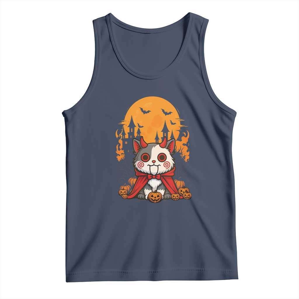 Halloween Cat Tank Top Horror Vampire Kawaii Chibi Kitten TS12 Navy Print Your Wear