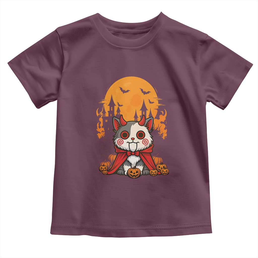 Halloween Cat Toddler T Shirt Horror Vampire Kawaii Chibi Kitten TS12 Maroon Print Your Wear