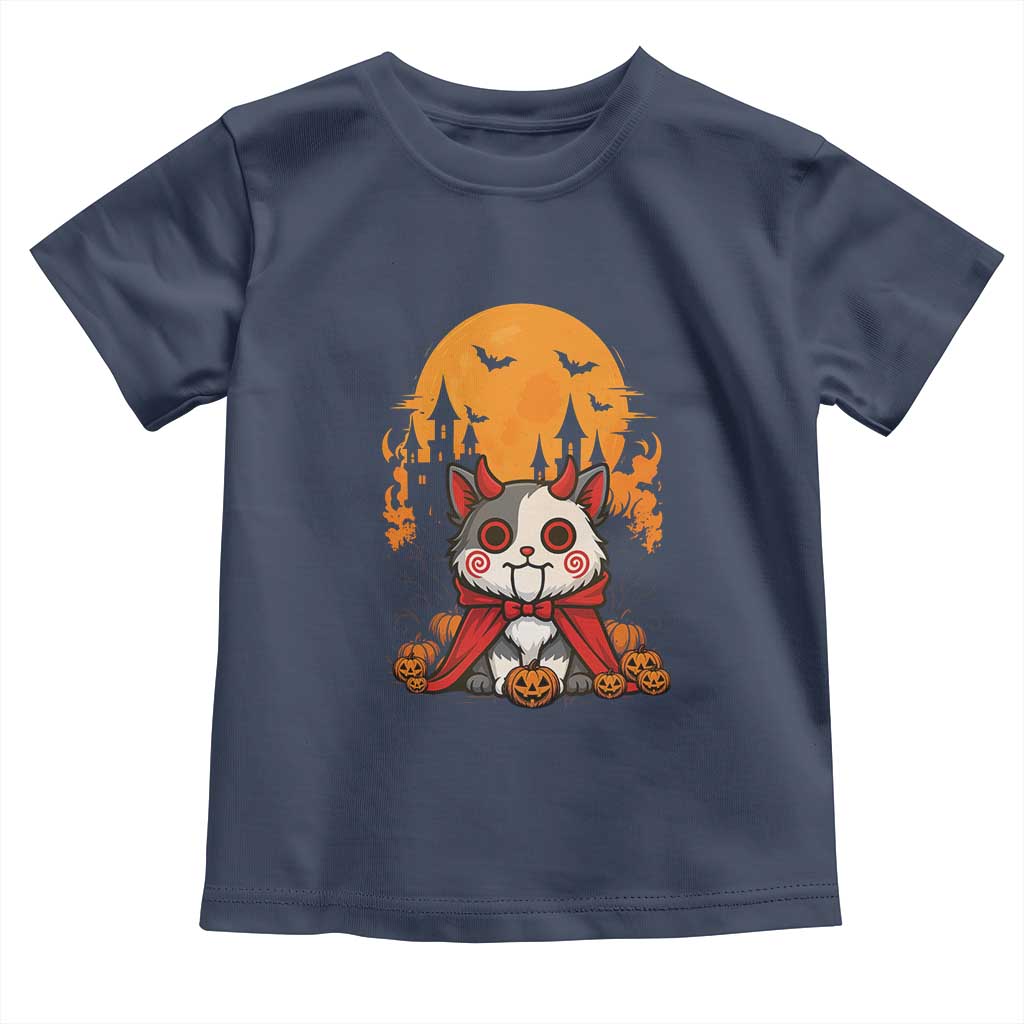 Halloween Cat Toddler T Shirt Horror Vampire Kawaii Chibi Kitten TS12 Navy Print Your Wear