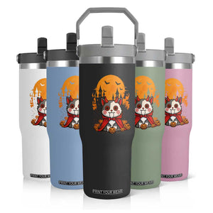 Halloween Cat Flip Straw Tumbler Horror Vampire Kawaii Chibi Kitten TS12 Print Your Wear