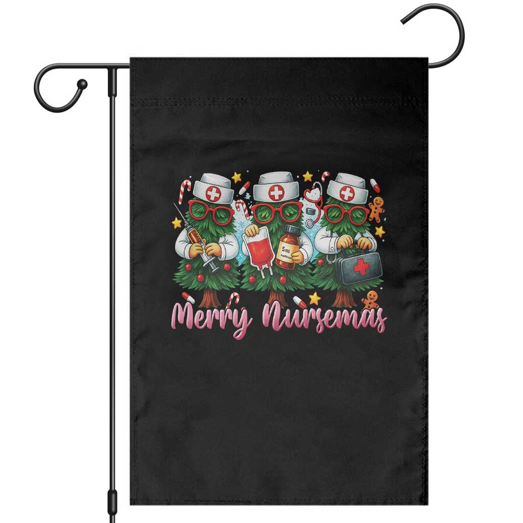 Christmas Nurse Garden Flag Funny Merry Nursemas Pine Tree TS12 Black Print Your Wear