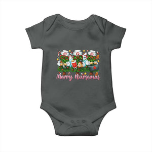Christmas Nurse Baby Onesie Funny Merry Nursemas Pine Tree TS12 Dark Heather Print Your Wear