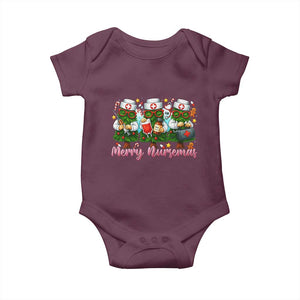 Christmas Nurse Baby Onesie Funny Merry Nursemas Pine Tree TS12 Maroon Print Your Wear