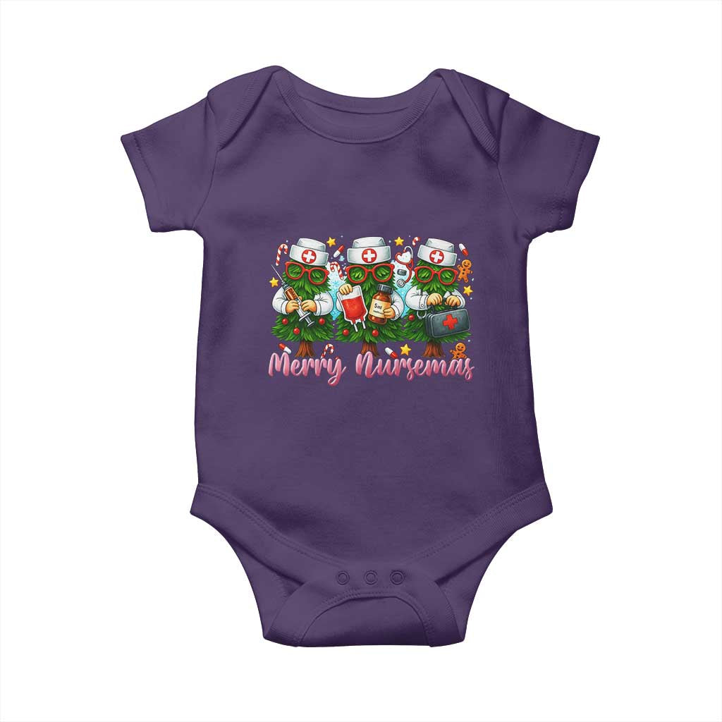 Christmas Nurse Baby Onesie Funny Merry Nursemas Pine Tree TS12 Purple Print Your Wear