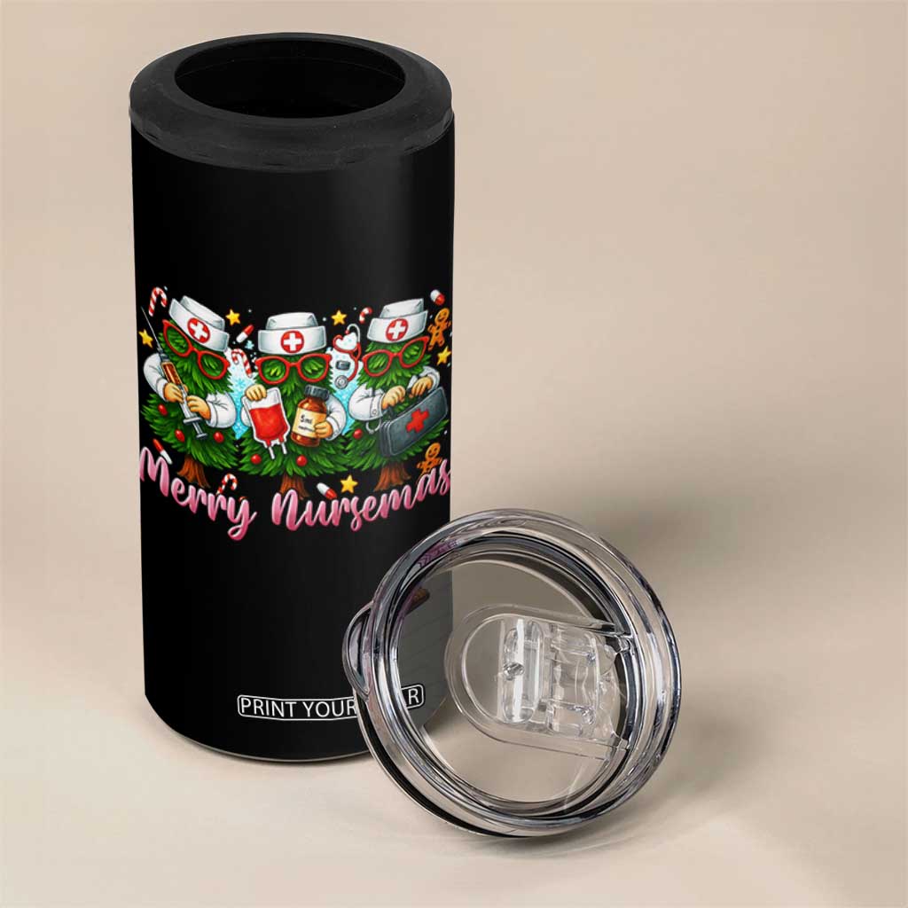 Christmas Nurse 4 in 1 Can Cooler Tumbler Funny Merry Nursemas Pine Tree TS12 Print Your Wear