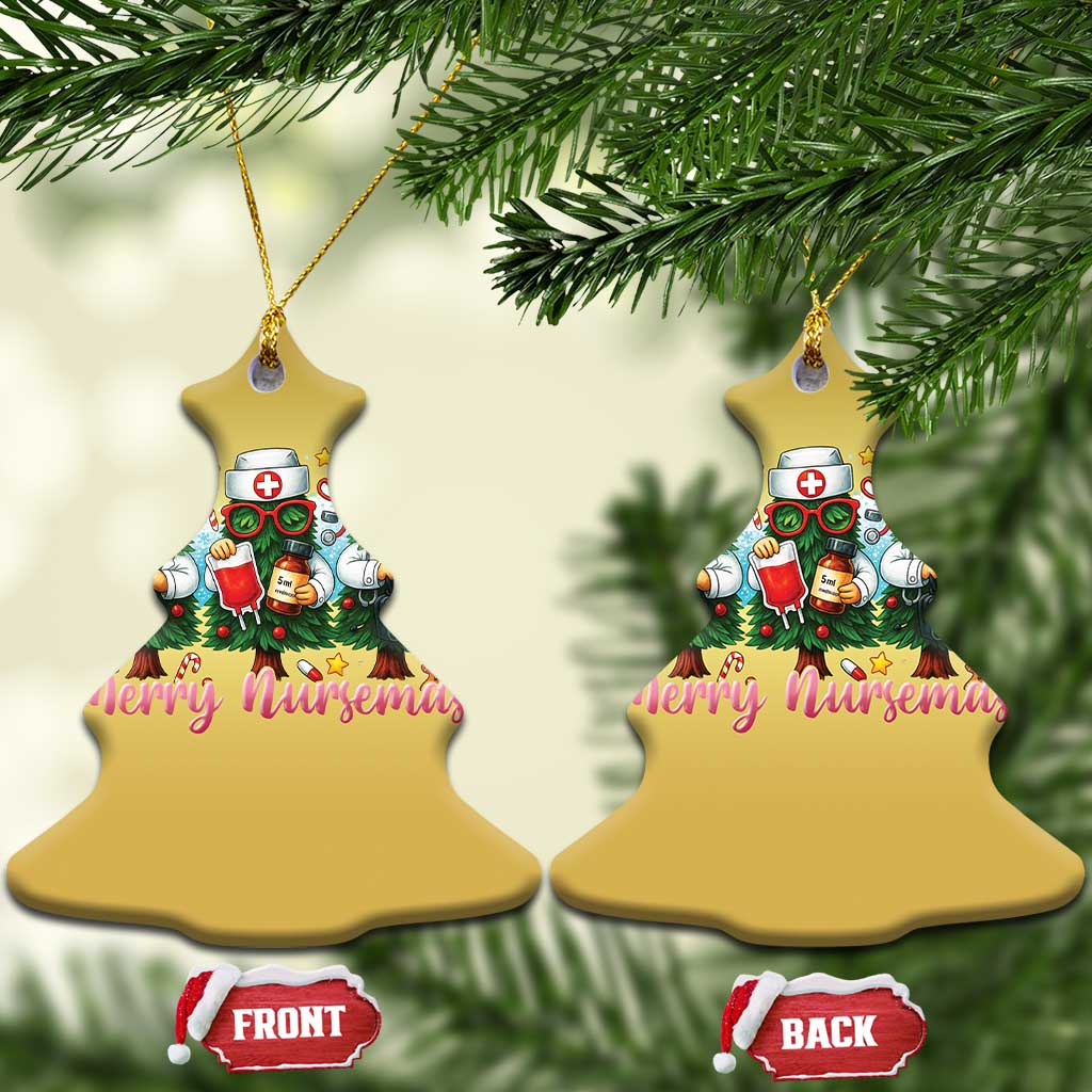 Xmas Nurse Christmas Ornament Funny Merry Nursemas Pine Tree TS12 Christmas Tree Gold Print Your Wear