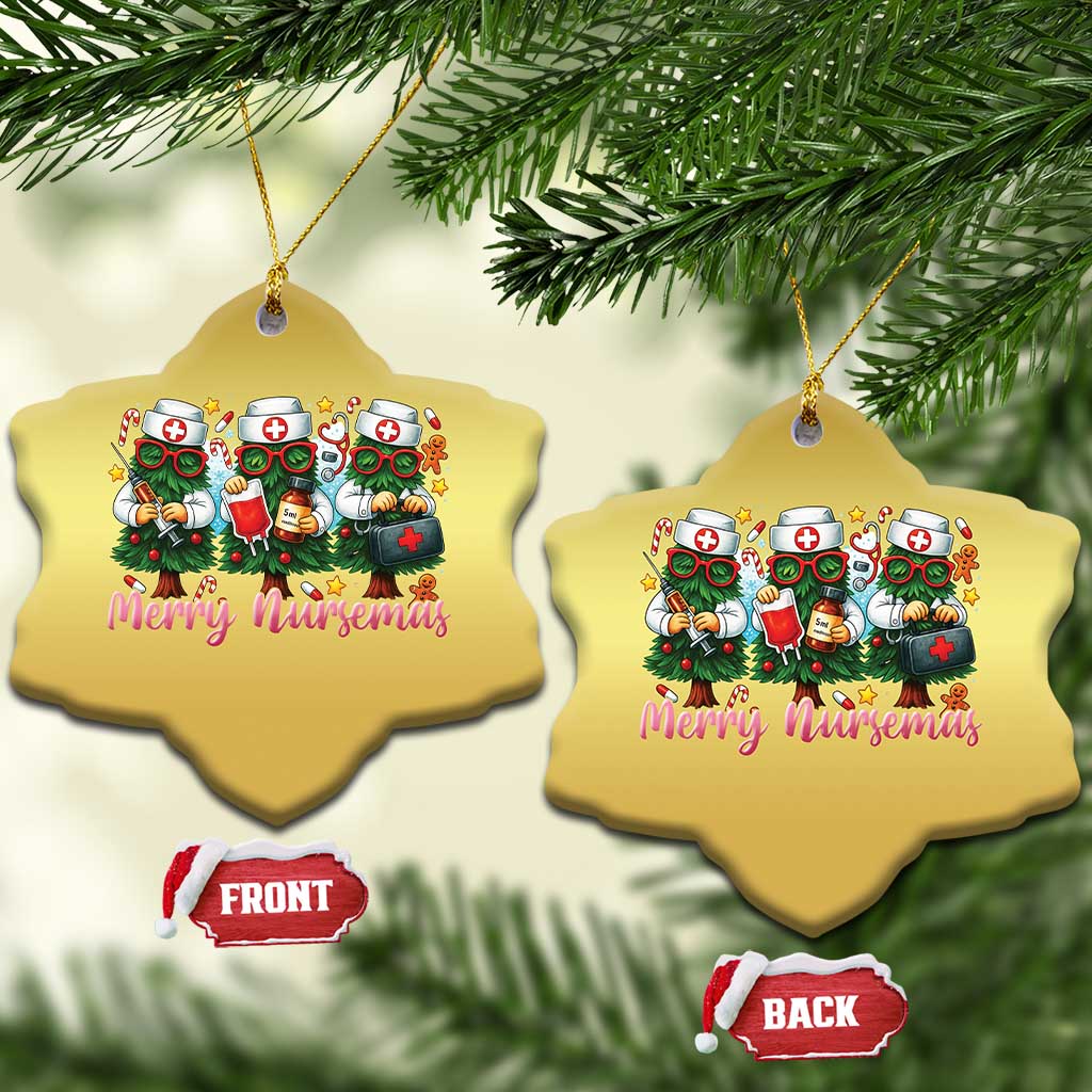 Xmas Nurse Christmas Ornament Funny Merry Nursemas Pine Tree TS12 Snow Flake Gold Print Your Wear