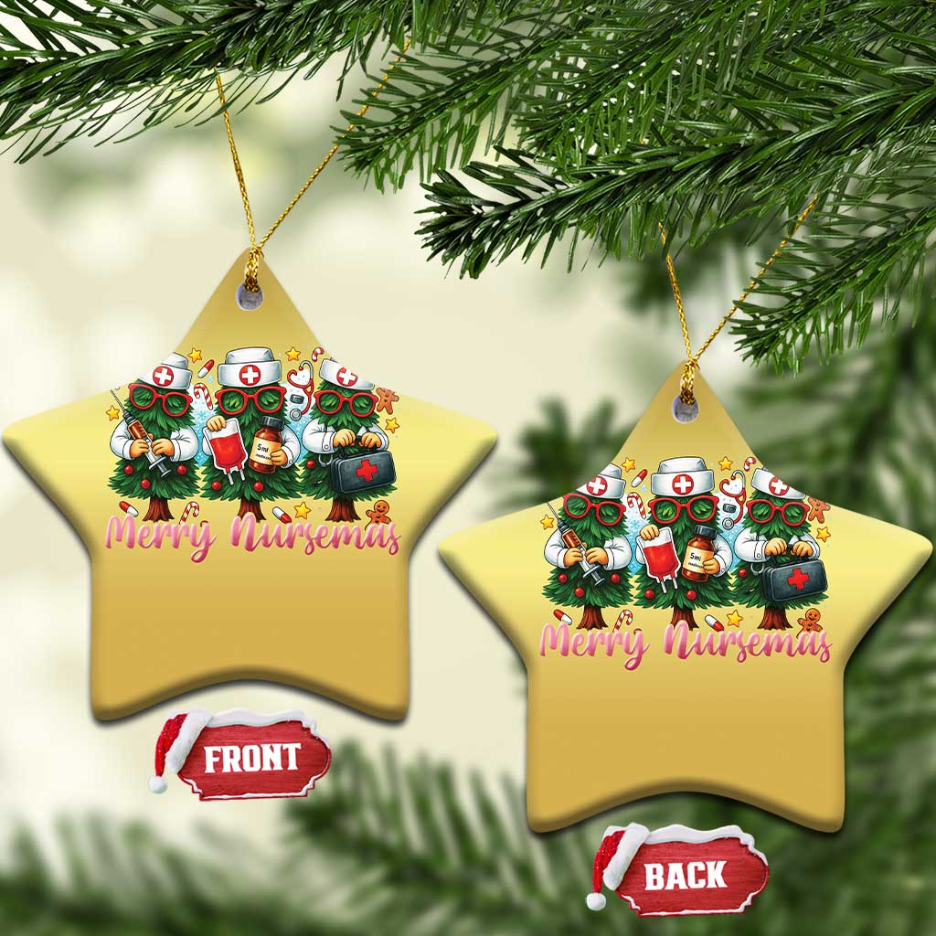 Xmas Nurse Christmas Ornament Funny Merry Nursemas Pine Tree TS12 Star Gold Print Your Wear