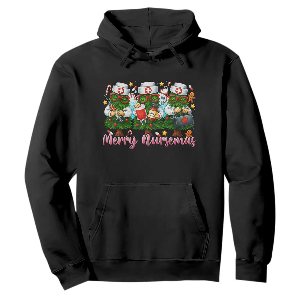 Christmas Nurse Hoodie Funny Merry Nursemas Pine Tree TS12 Black Print Your Wear