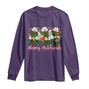 Christmas Nurse Long Sleeve Shirt Funny Merry Nursemas Pine Tree TS12 Purple Print Your Wear
