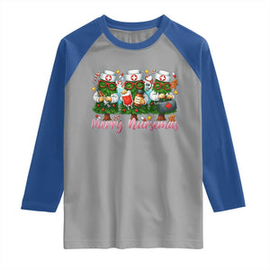 Christmas Nurse Raglan Shirt Funny Merry Nursemas Pine Tree TS12 Sport Gray Royal Print Your Wear