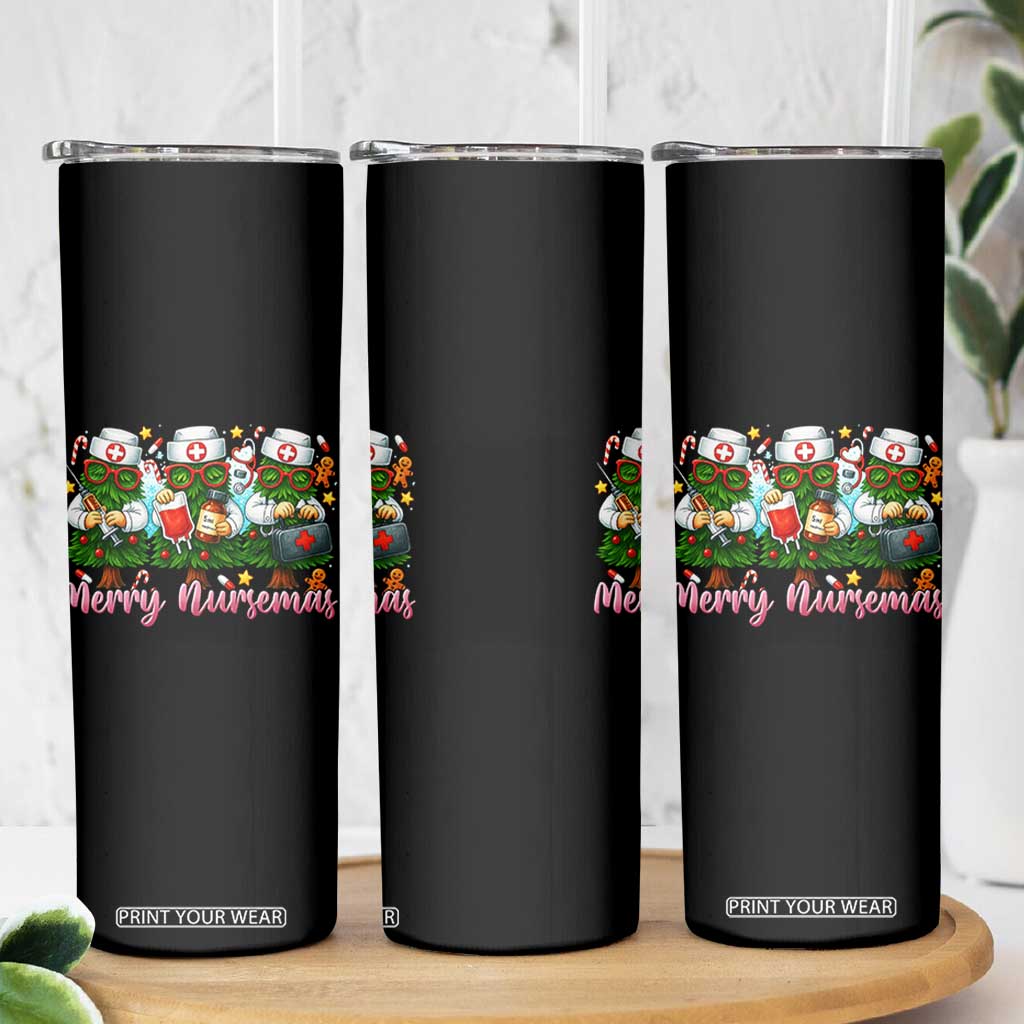 Christmas Nurse Skinny Tumbler Funny Merry Nursemas Pine Tree TS12 Print Your Wear