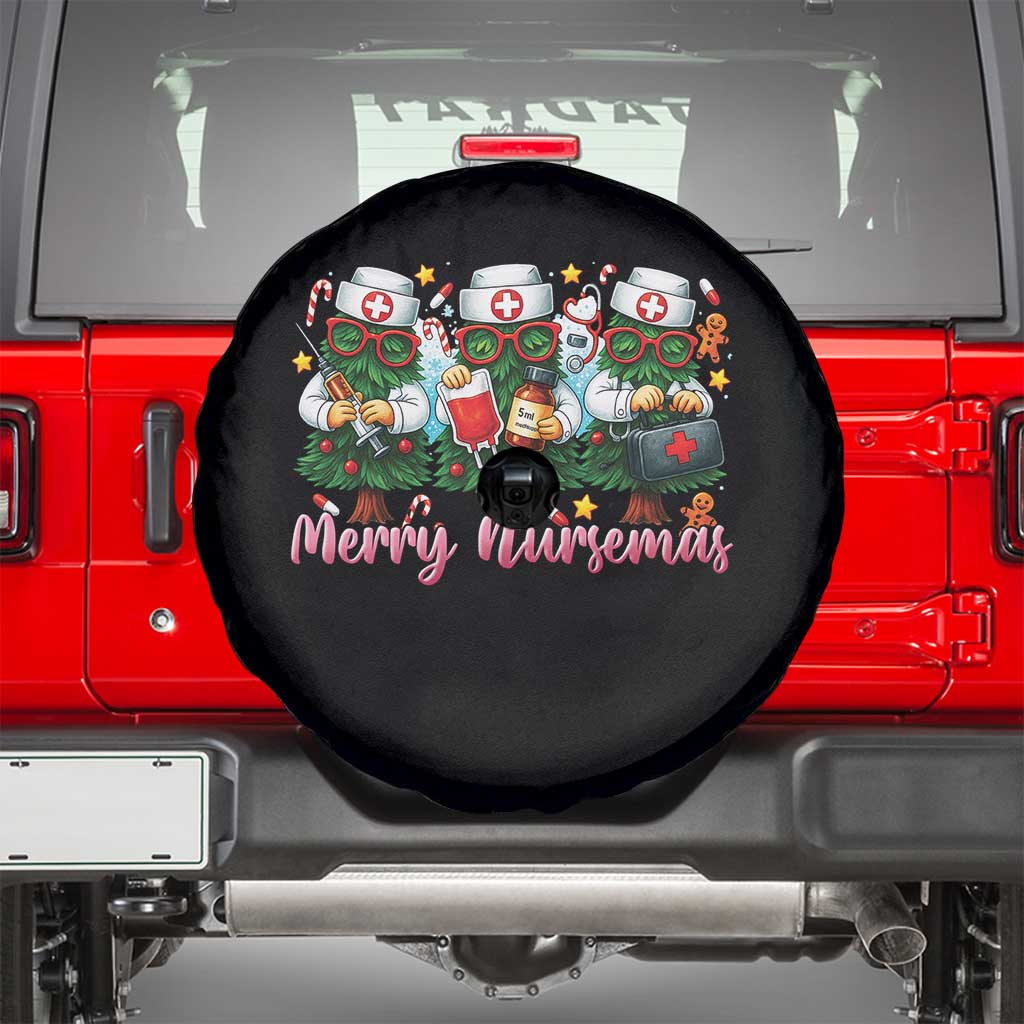Christmas Nurse Spare Tire Cover Funny Merry Nursemas Pine Tree TS12 Black Print Your Wear