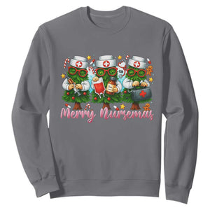 Christmas Nurse Sweatshirt Funny Merry Nursemas Pine Tree TS12 Charcoal Print Your Wear