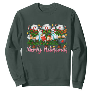 Christmas Nurse Sweatshirt Funny Merry Nursemas Pine Tree TS12 Dark Forest Green Print Your Wear