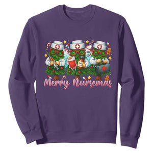 Christmas Nurse Sweatshirt Funny Merry Nursemas Pine Tree TS12 Purple Print Your Wear