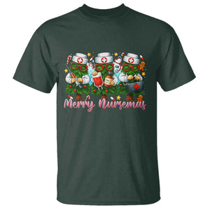 Christmas Nurse T Shirt Funny Merry Nursemas Pine Tree TS12 Dark Forest Green Print Your Wear