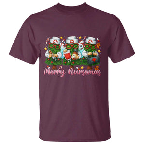 Christmas Nurse T Shirt Funny Merry Nursemas Pine Tree TS12 Maroon Print Your Wear