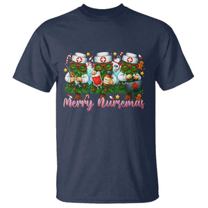 Christmas Nurse T Shirt Funny Merry Nursemas Pine Tree TS12 Navy Print Your Wear
