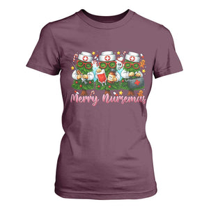 Christmas Nurse T Shirt For Women Funny Merry Nursemas Pine Tree TS12 Maroon Print Your Wear