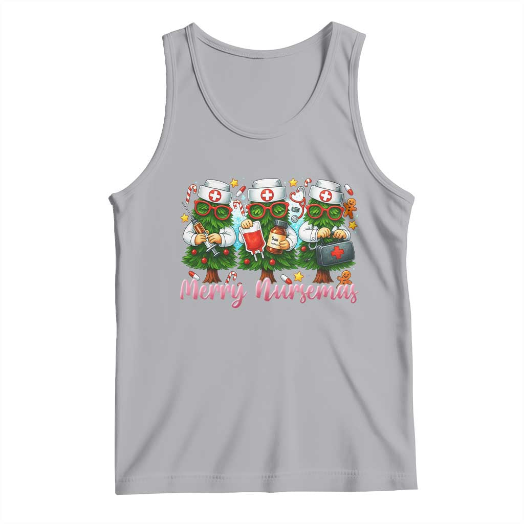 Christmas Nurse Tank Top Funny Merry Nursemas Pine Tree TS12 Athletic Heather Print Your Wear