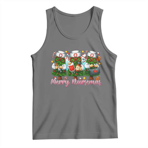 Christmas Nurse Tank Top Funny Merry Nursemas Pine Tree TS12 Black Heather Print Your Wear
