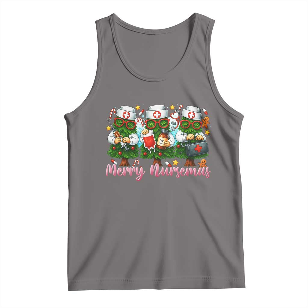 Christmas Nurse Tank Top Funny Merry Nursemas Pine Tree TS12 Deep Heather Print Your Wear