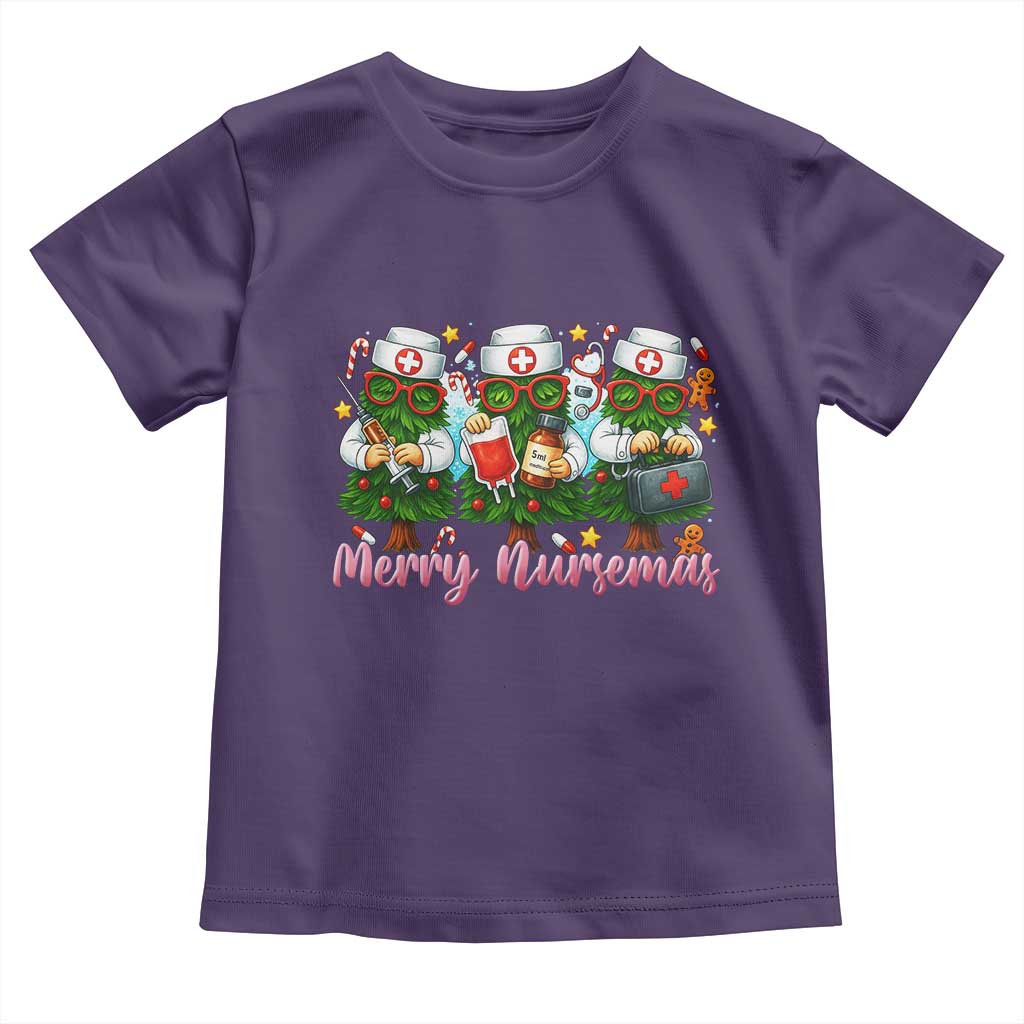 Christmas Nurse Toddler T Shirt Funny Merry Nursemas Pine Tree TS12 Purple Print Your Wear