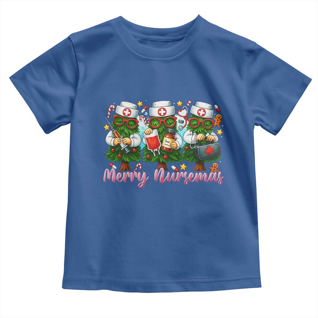 Christmas Nurse Toddler T Shirt Funny Merry Nursemas Pine Tree TS12 Royal Blue Print Your Wear