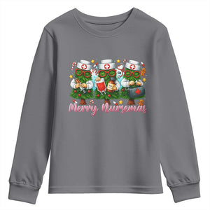 Christmas Nurse Youth Sweatshirt Funny Merry Nursemas Pine Tree TS12 Charcoal Print Your Wear