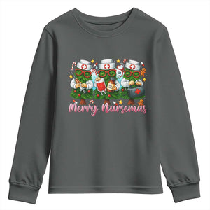 Christmas Nurse Youth Sweatshirt Funny Merry Nursemas Pine Tree TS12 Dark Heather Print Your Wear
