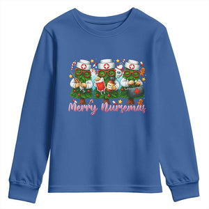 Christmas Nurse Youth Sweatshirt Funny Merry Nursemas Pine Tree TS12 Royal Blue Print Your Wear