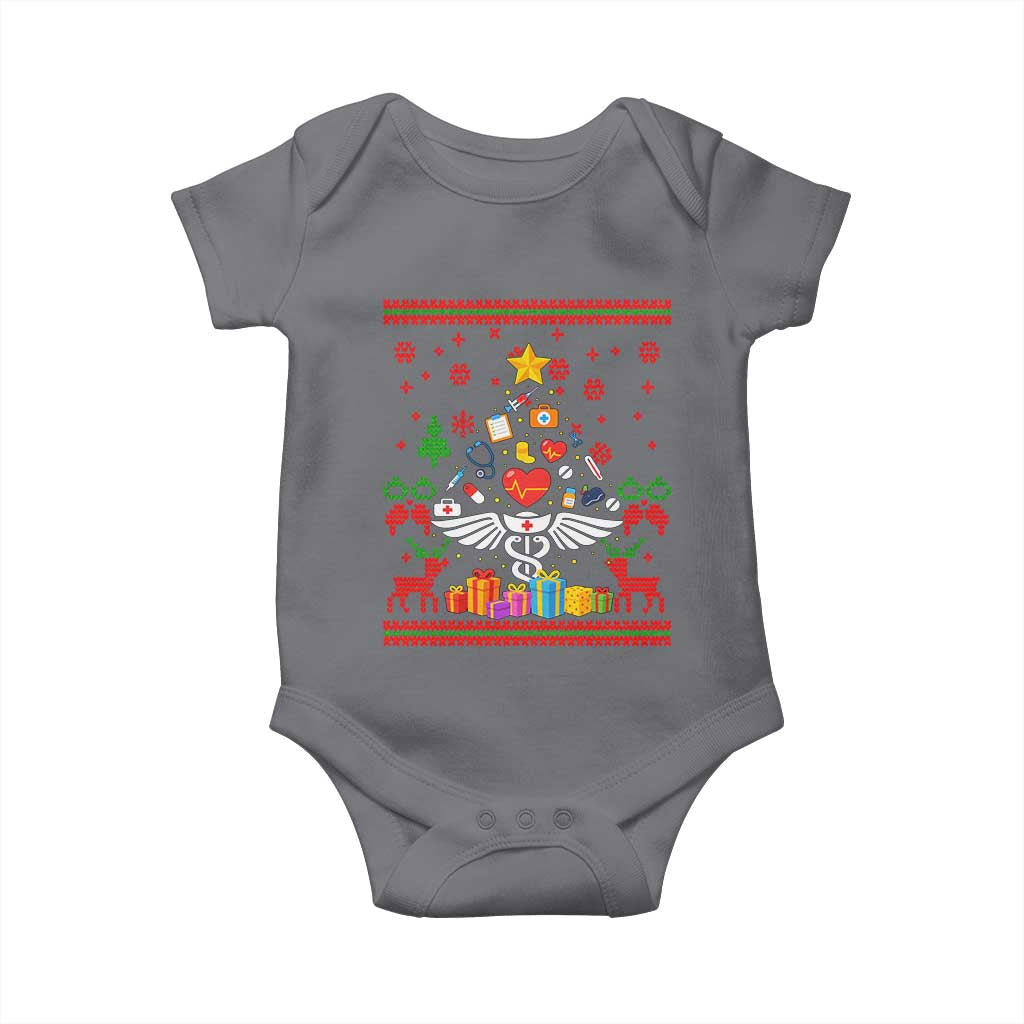 Funny Christmas Healthcare Worker Baby Onesie Nurses And Doctors Pine Tree TS12 Charcoal Print Your Wear