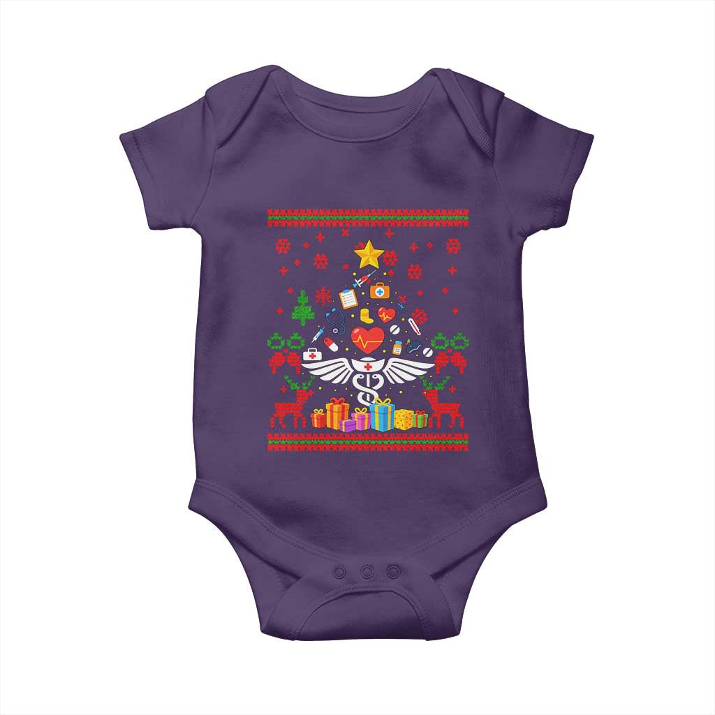 Funny Christmas Healthcare Worker Baby Onesie Nurses And Doctors Pine Tree TS12 Purple Print Your Wear